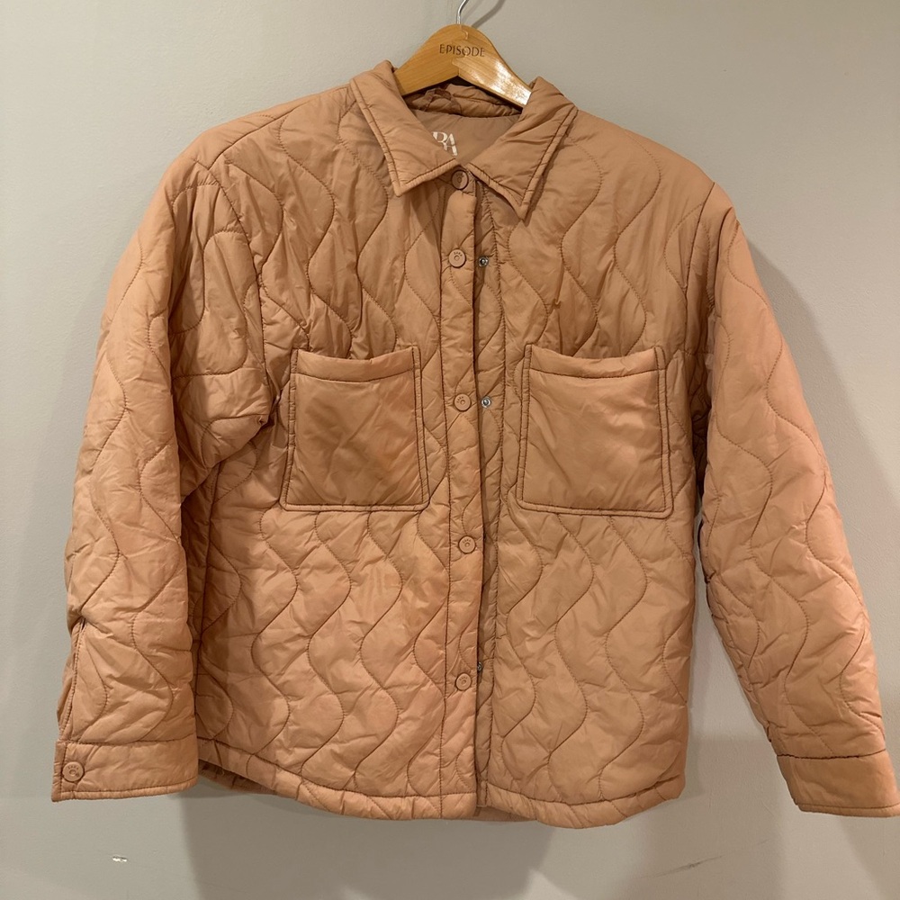 Zara Kids Pink Quilted Shirt Jacket